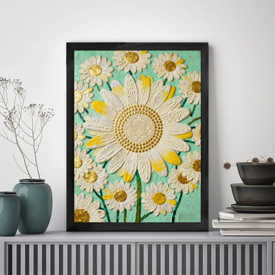 Art floral encadré noir, impression de cadre bohémien doré