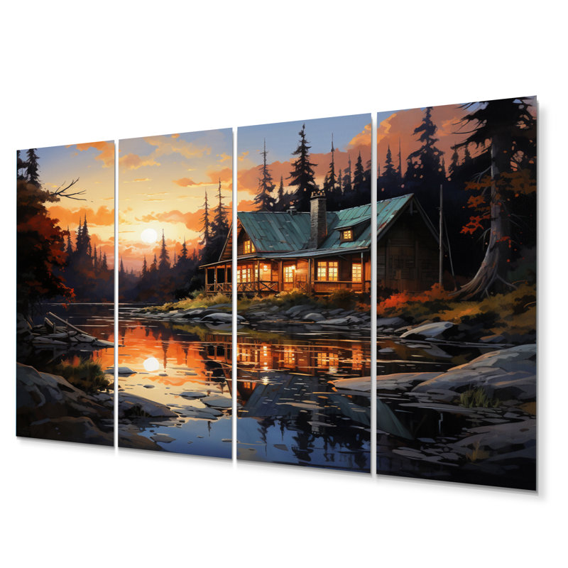 Ensemble de 4 décorations murales Canada Lakehouse Retreat IV