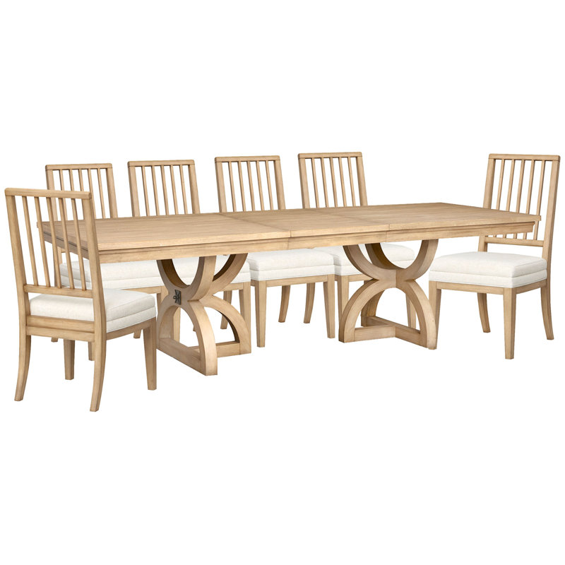 Table de salle à manger extensible à tréteaux avec 6 chaises d'appoint, 7 pièces : table, 6 chaises