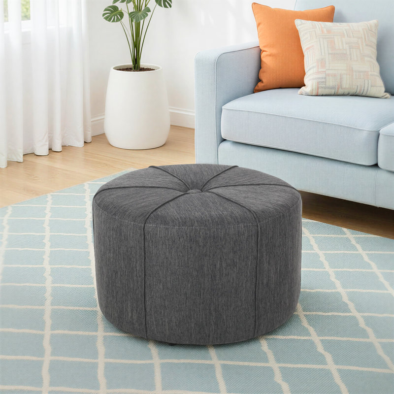Anthany Upholstered Ottoman, Charcoal 100% Polyester