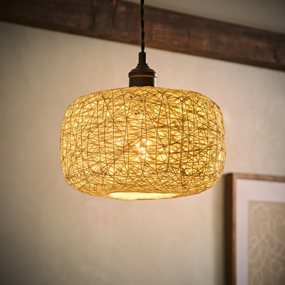 Bjorn 15cm H Bamboo Rattan Novelty Pendant Shade ( Clip On )