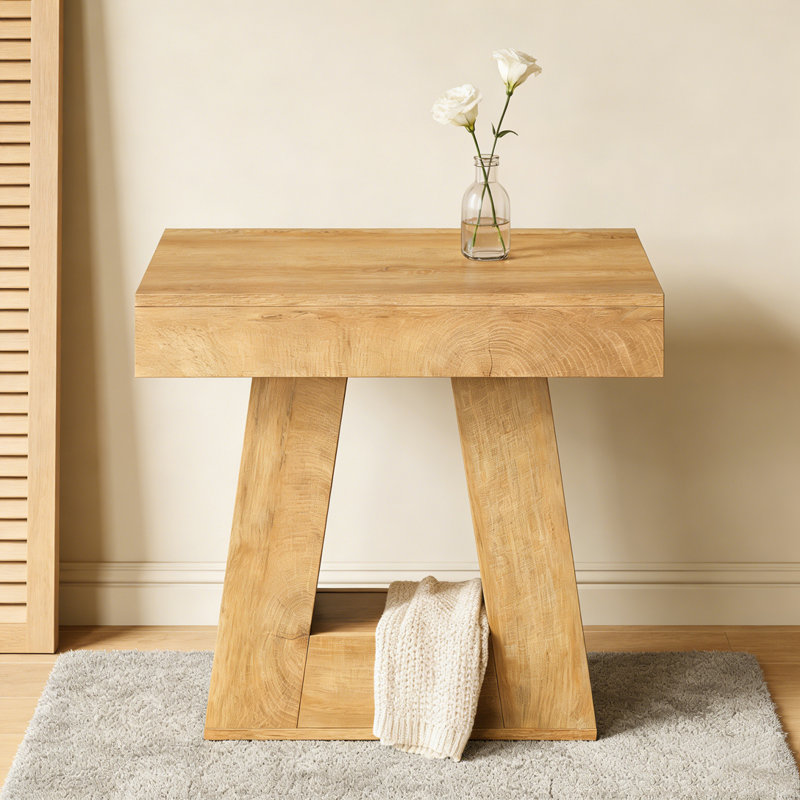 2-Tier Narrow Side Table with Trapezoid Base