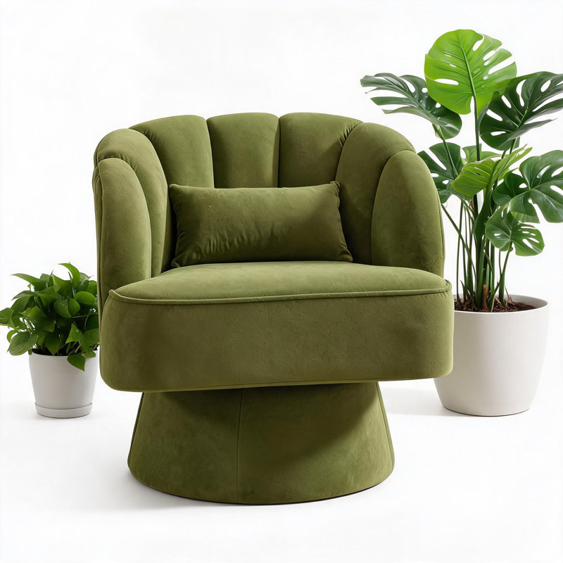 Upholstered Swivel Accent Chair, Velvet Green