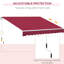 Auvent rouge rétractable, balcon 12 pi x 8 pi. 280G / M & Water - Tissu, cadre en aluminium pour terrasse, abri de jardin pour patio avec manivelle. Balcon, cour. Écarlate