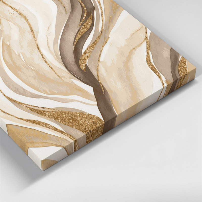 Aquarelle abstraite sur toile beige, H 12 po x l 12 po