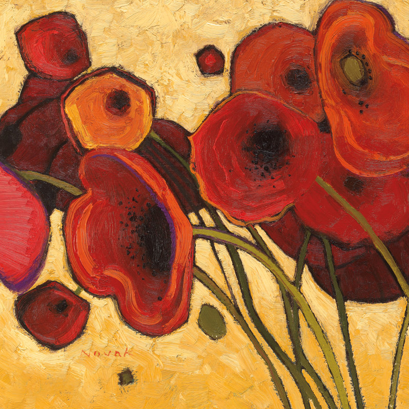 Poppies Wildly I, Non, H 12 po x l 12 po, Toile tendue