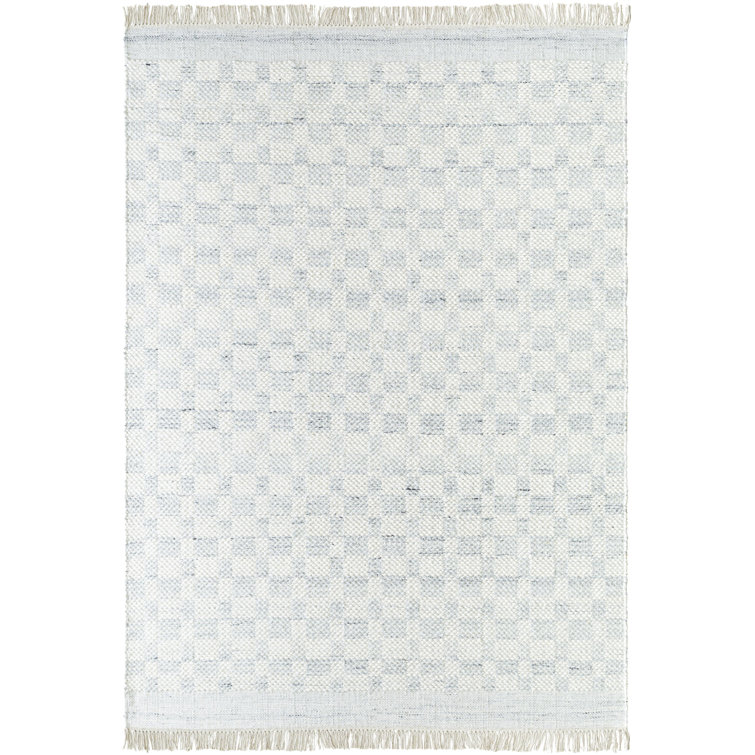 Lavande Geometric Wool Area Rug in Gray/Ivory