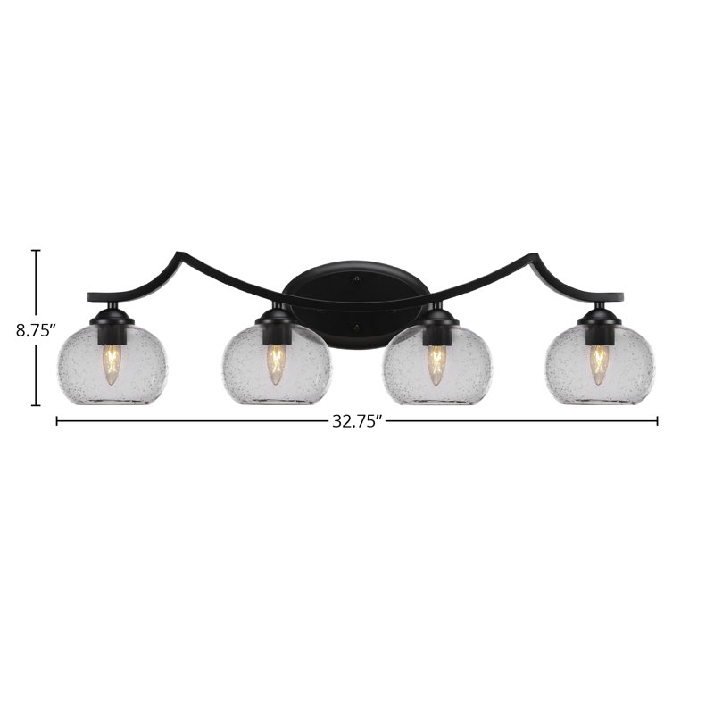 Barre d'éclairage de salle de bain 4 lumières Zilo, Blanc cassé, Noir mat