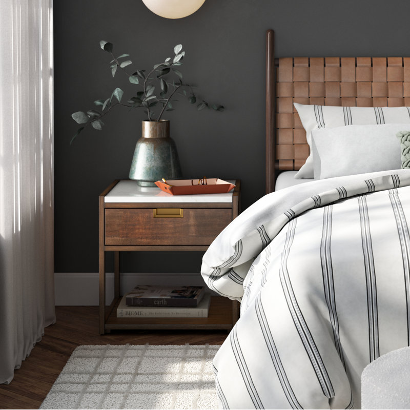 Eliane 1 - Drawer 19.5" Nightstand, Dark Chocolate