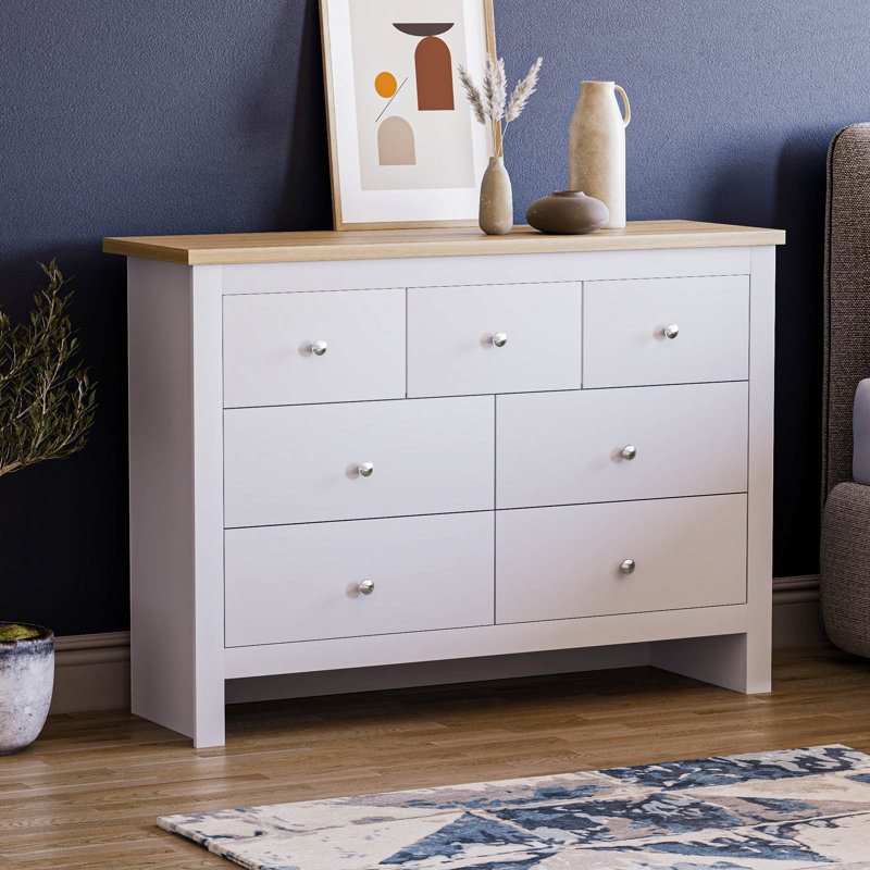Morley 111.5cm W 7 - Drawer Chest of Drawers, White