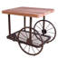 Table de bout en chêne et gris antique avec tablette
