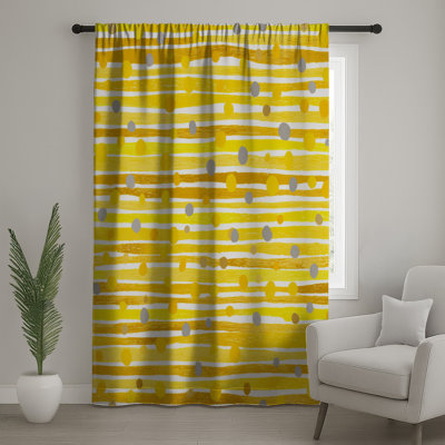 Rideaux à rayures jaunes, voilages et voilages à motif - 1 panneau