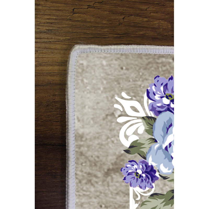 Antibacterial Woven Carpet (2.6 x 4.0 ft), 100% Polyester, 0.3 in Pile Height | Non-Slip PVC Dot Underside, 3D Digital Printing | Machine Washable, Easy Care for Living Room, Bedroom & Office