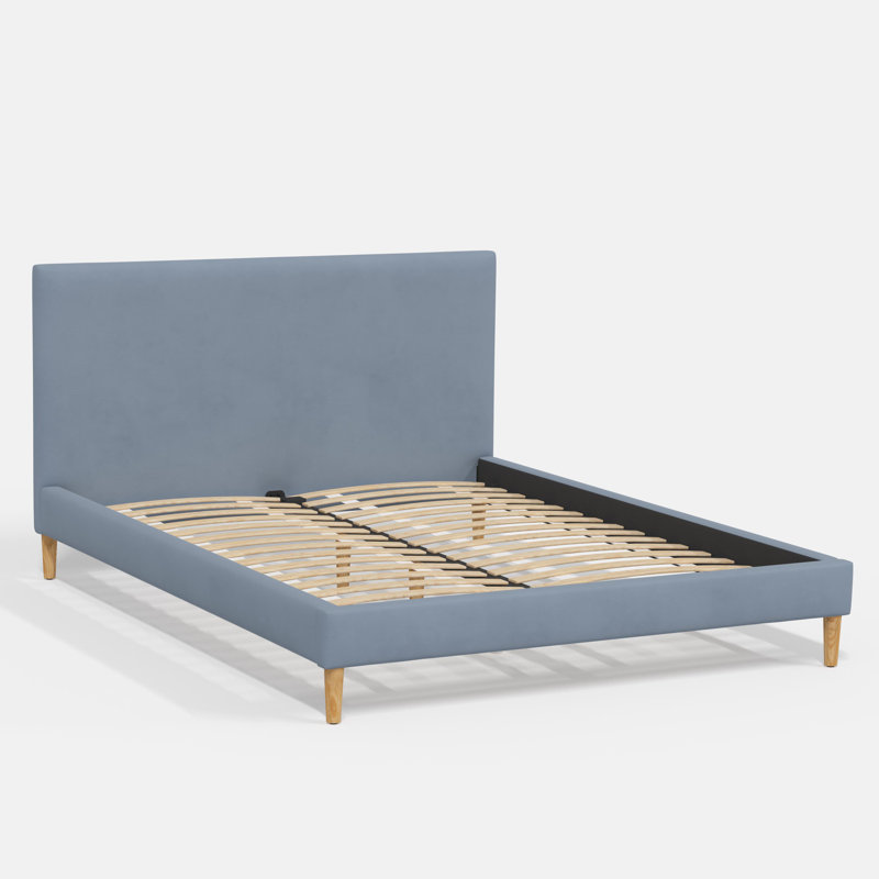 Lit plateforme Olivet, Queen, Velours classique océan