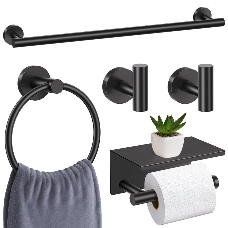5 Piece Bath Hardware Set (set Of 5), Matte Black