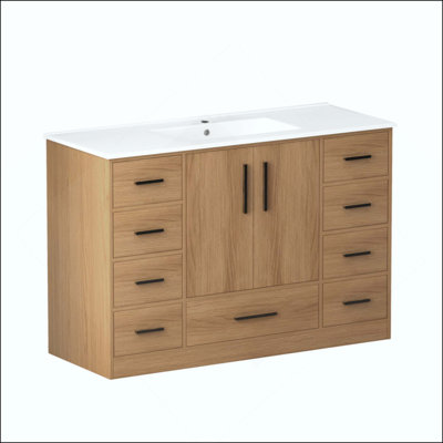 Meuble-lavabo. Armoire de rangement abondante - 2 portes à fermeture douce et 9 tiroirs (robinet non inclus)