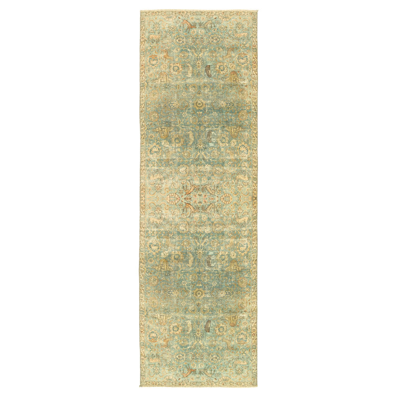 Tapis oriental bleu sarcelle imprimé à la machine Captiva, Rectangle 5 pi x 8 pi