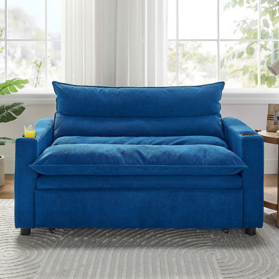 Convertible Sofa Bed, 3-In-1 Multi-Functional Brookstead Sleeper Couch Pull-Out Bed, 47'' Loveseat Chaise Lounge With Adjustable Backrest , Living Room, Small Space