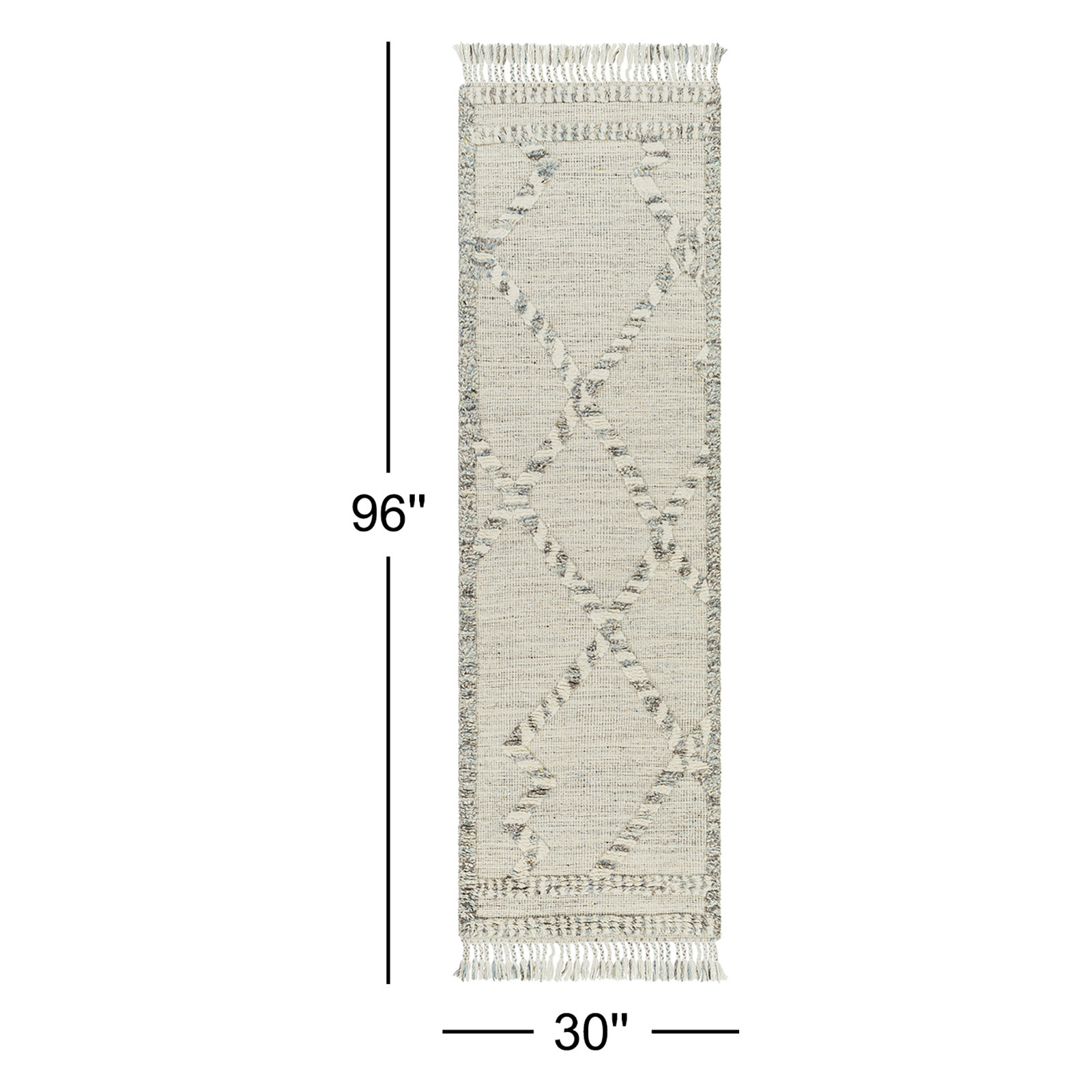 Leanna Hand-Knotted Ivory Moroccan Rug, Runner 2'6" x 8'