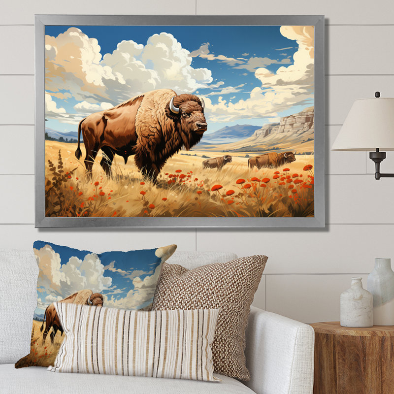 «Prairies Buffalo National Park I», reproduction sur toile, Cadre photo argenté, H 16 po x l 32 po x P 1 po