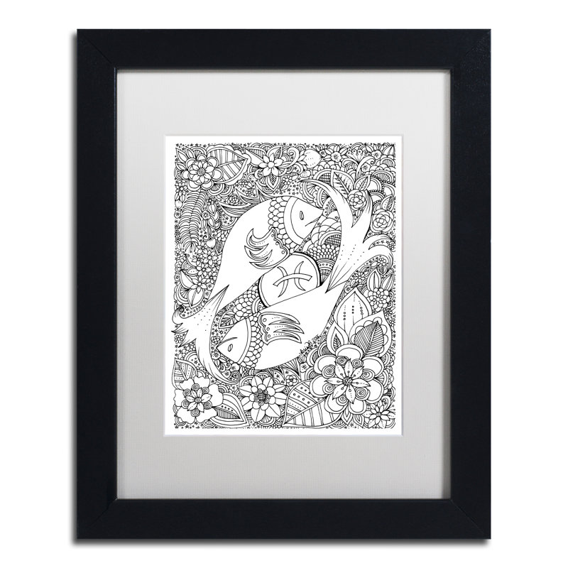 " Fish " by KCDoodleArt, 14" H x 11" W x 0.5" D, White