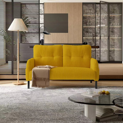 Canapé double confortable en velours côtelé de couleur unie UNIS UNI WIN, convient aux salons et aux chambres à coucher