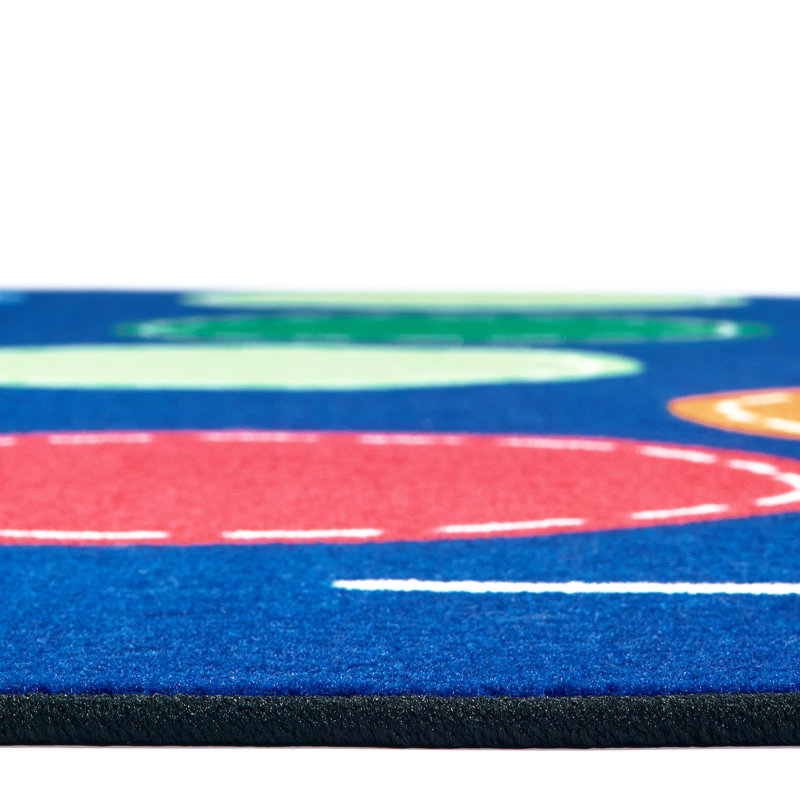 Tapis bleu à motif géométrique Rainbow Seating, Rectangle 8 pi 4 po x 13 pi 4 po