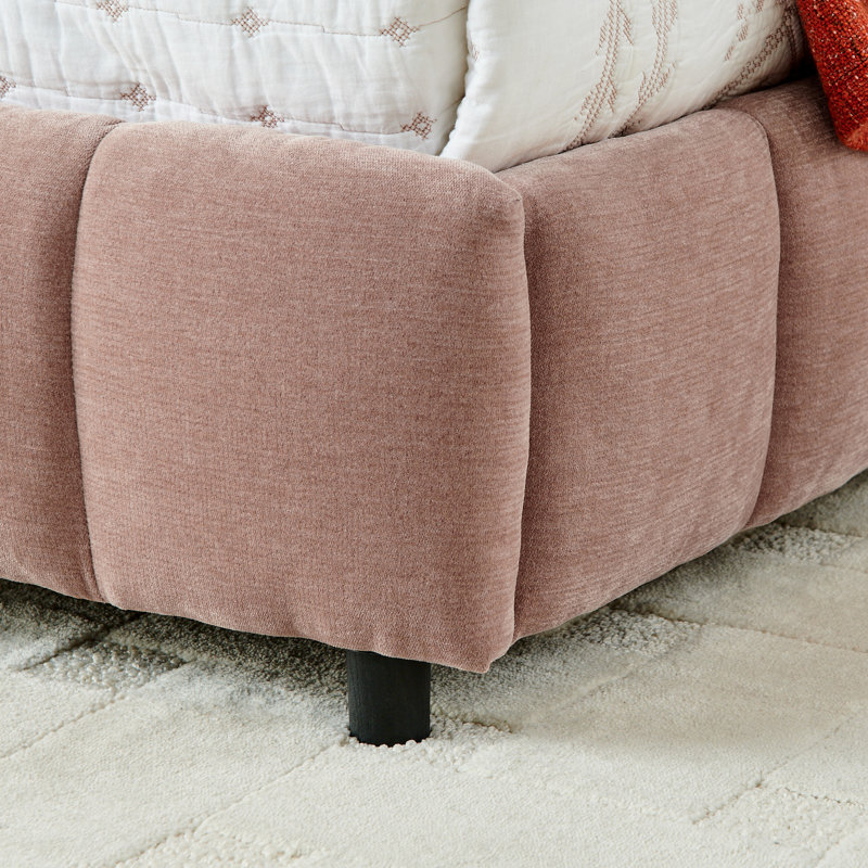 Très grand lit tapissier rose avec rangement et commodité - tiroir moderne pour une pièce bien rangée, Rose