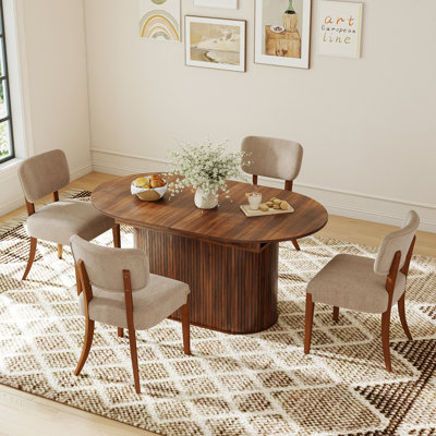 Extendable Dining Table with 4/6 Armless Chairs Set for Modern Kitchen & Living Room