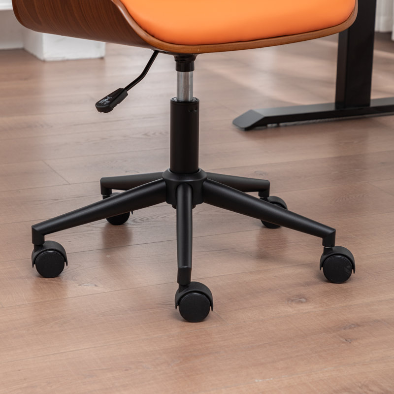 Andretta Faux Leather Upholstered Armless Office Chair, Orange