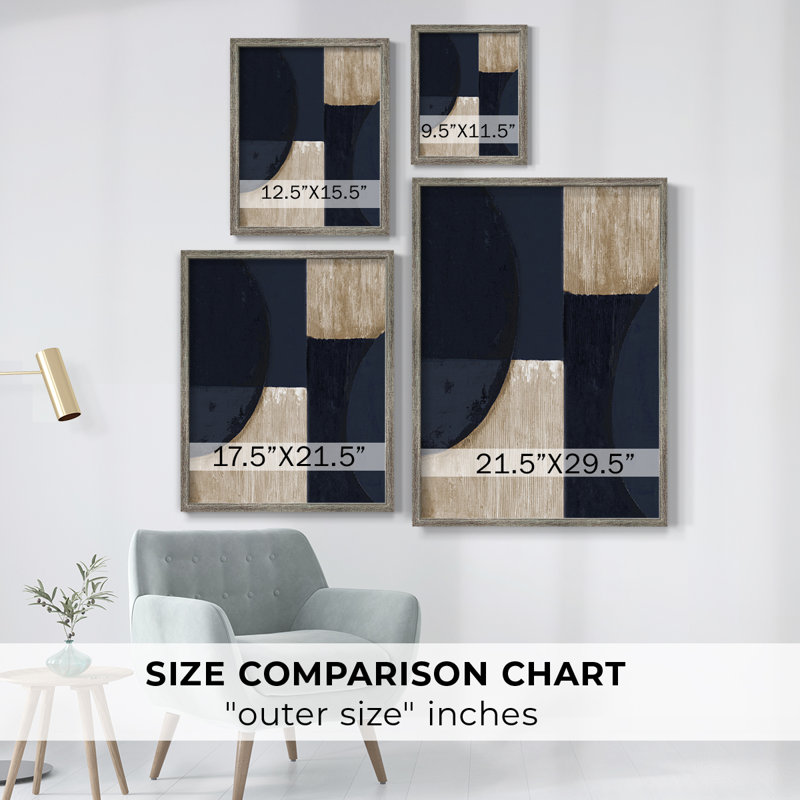 Navy Reflections Framed Print - Solid Wood, 11" H x 9" W
