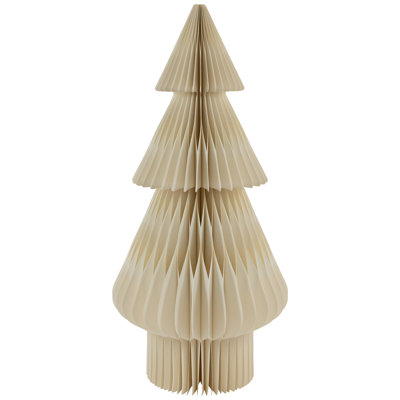 Arbre de Noël en papier pliable accordéon nid d'abeille - 3 pi - Crème