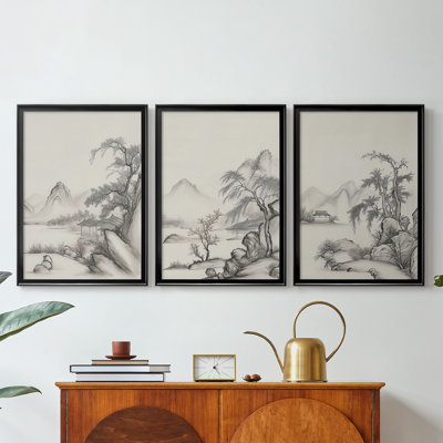 LANDSCAPES Series LII  -Custom Framed  Wrapped Gallery Canvas - 3 Pieces