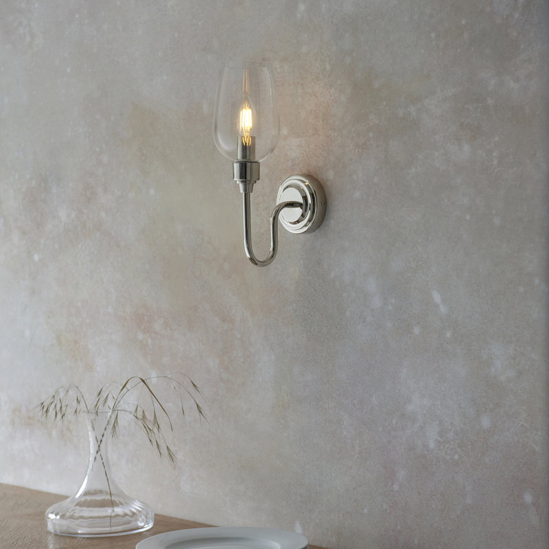 Hovey Armed Sconce, Bright Nickel Plate