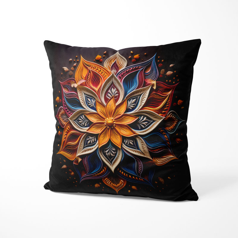 Coussin Hinduism Rangoli Whispers, H 18 po x l 18 po