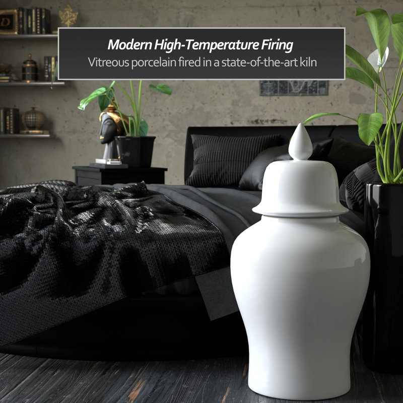 Timeless Chinese Temple Jar, White, 32"