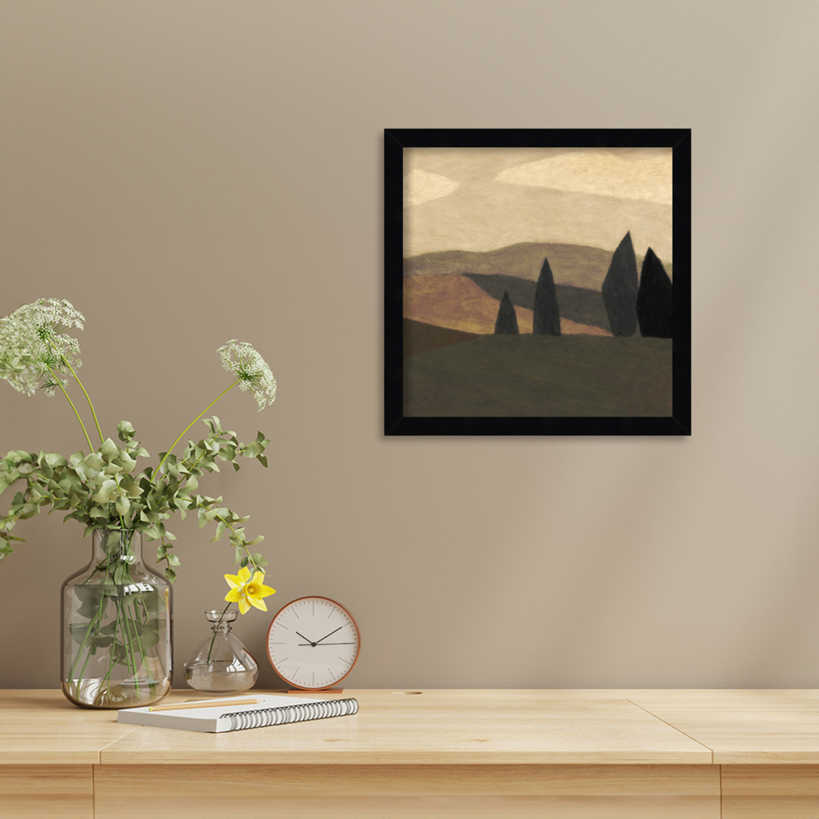 Paysage 2 by Dan Hobday Wood Framed Wall Art Print, Black, 13" H x 13" W