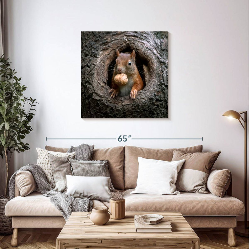 Crowle Squirrel dans un trou d'arbre, H 36 po x l 36 po