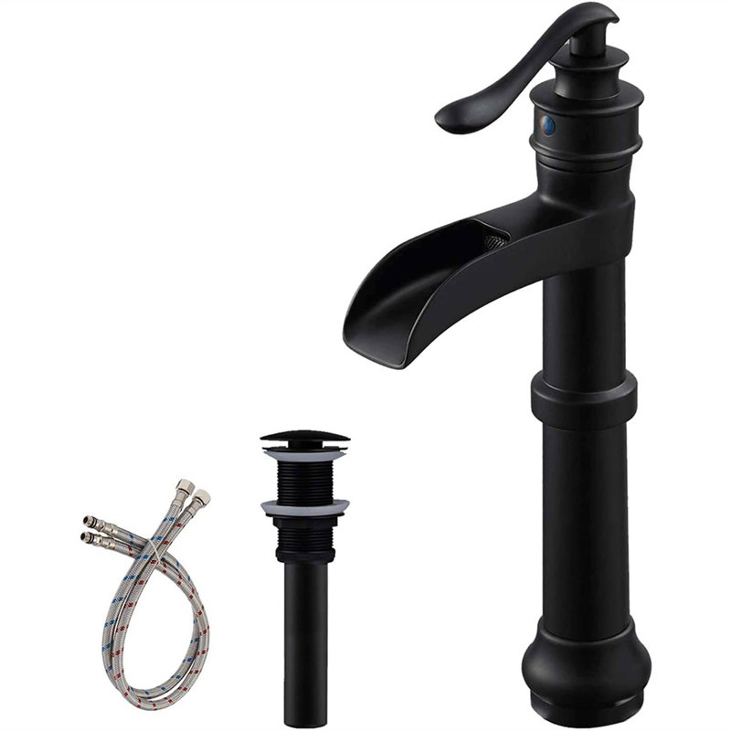Robinet de salle de bain vasque avec bonde, Noir mat