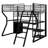Full Size Metal Gaming Loft Bed With Built-In Work Station, Open Wardrobe, LED And Multiple Storage
