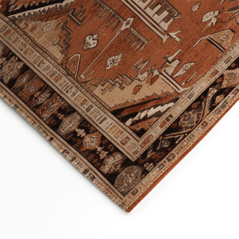 Tapis d'intérieur et d'extérieur brun Persian, Rectangle 9 pi x 12 pi
