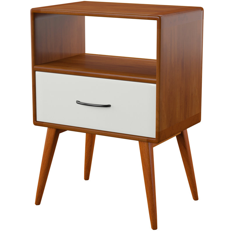 Solid Wood End Table, White