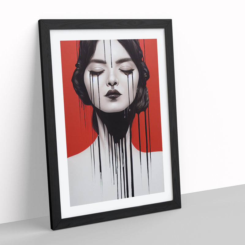 Painted Woman No.1 Abstract - Single Picture Frame Painting, Black Framed, 64cm H x 46cm W x 2cm D