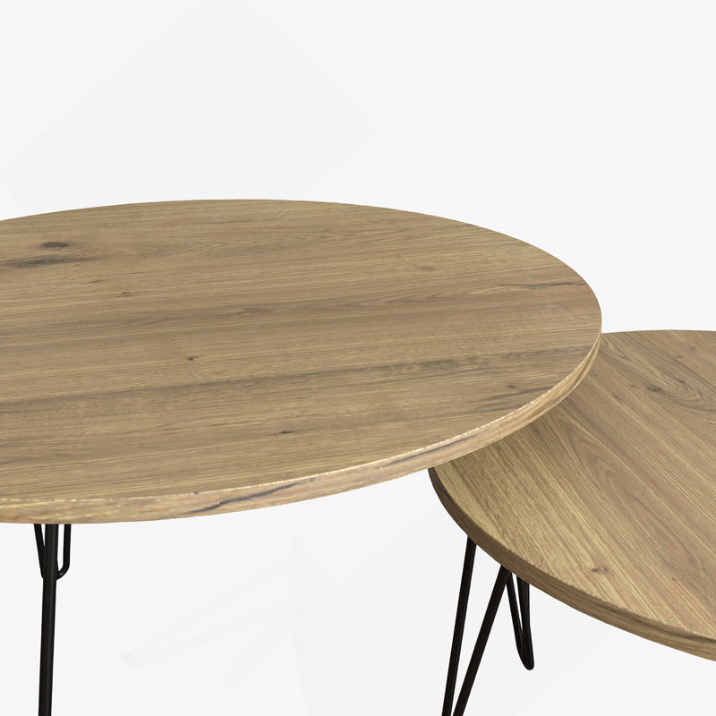 Ensemble de 2 tables basses gigognes rondes 27,56 po