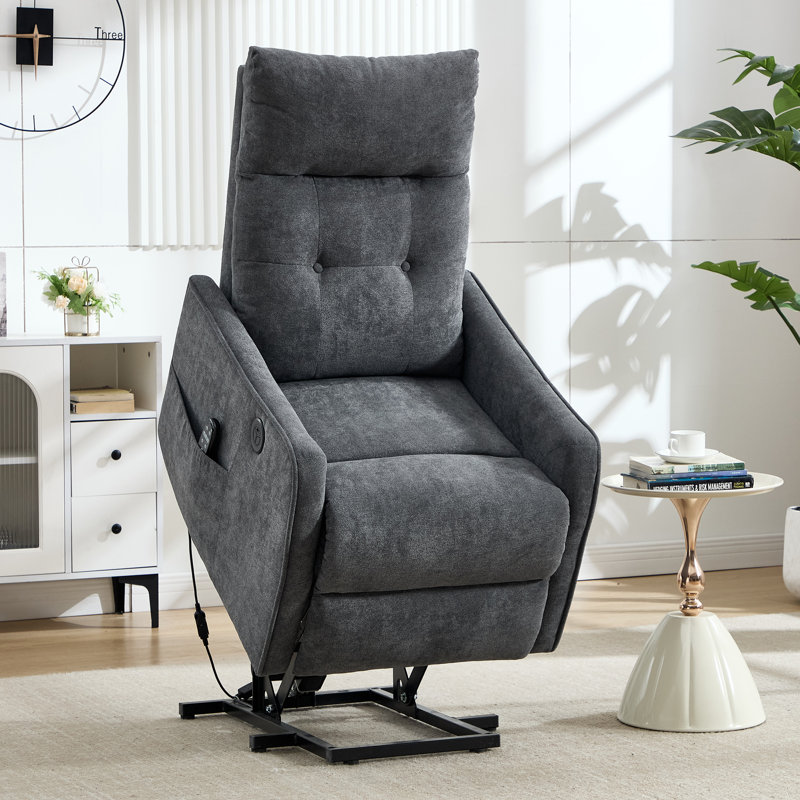  25" W Power Lift Chair Recliners Infinite Position With Heat and 8 Point Massage, Gray