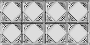 Art Deco 48.5'' L x 24.5'' W Tin Glue Up Ceiling Tile In Shiny Silver Chelsea Decorative Metal Co