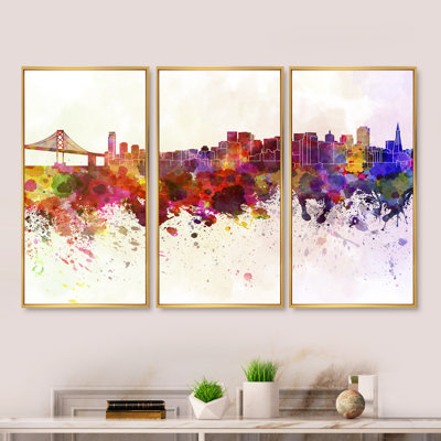 San Francisco Skyline - 3 pièces, cadre flottant, impression sur toile
