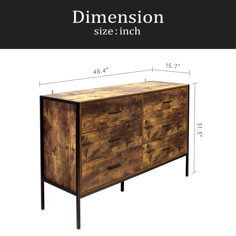 Commode double 6 tiroirs de style industriel