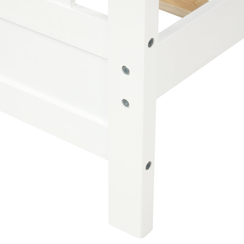 Lit plateforme simple en bois blanc avec tête de lit et 10 lattes, sans sommier, facile à assembler avec une tête de lit en pin intrigante