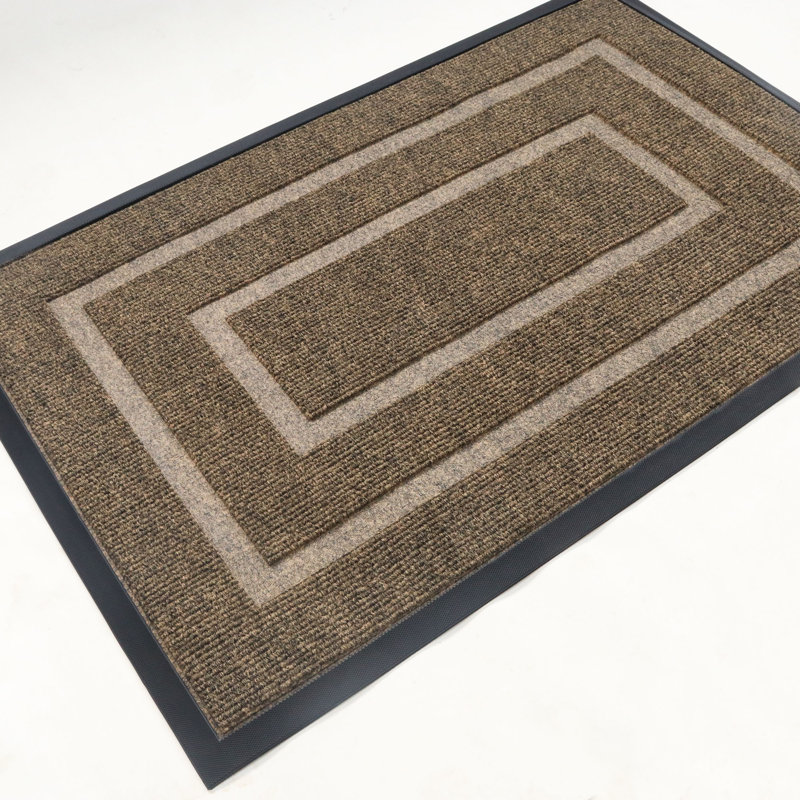 Clarance Non-Slip Geometric Doormat, Khaki, 24" W x 35" L